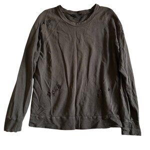 IRO Womens Sz M Distressed Crewneck Sweatshirt ZARASAI 18S Long Sleeve